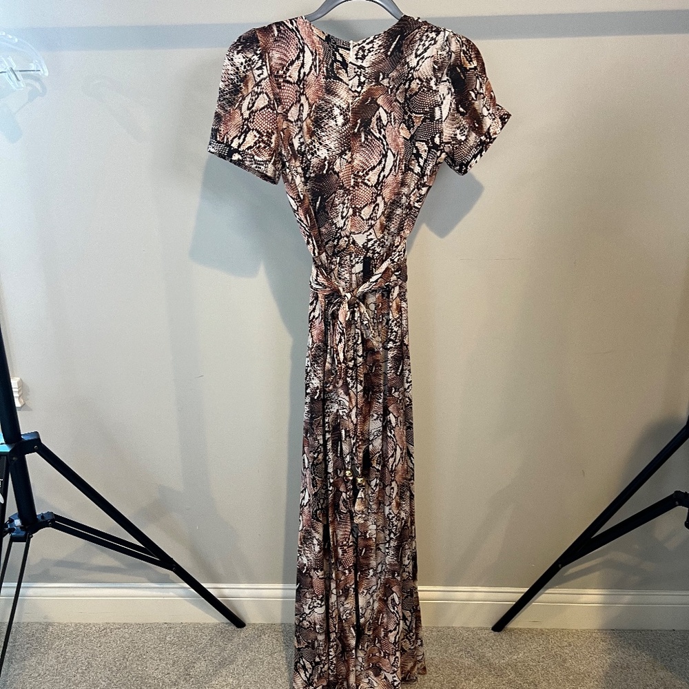 Melissa Odabash Lou dress XS maxi snake print belted - Picture 7 of 7